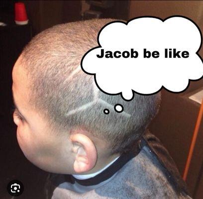 A haircut of a bald kid