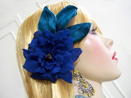 Bridal Hair Accessory Wedding Veil Something Blue Vine Camellia Clip http://floreti.com