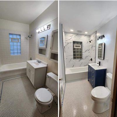 Before and after 
Bathroom remodel