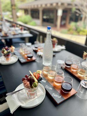 Wine flights and cheese & charcuterie cups