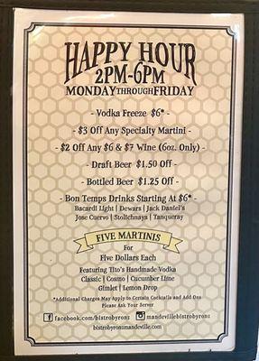 Happy Hour Menu.