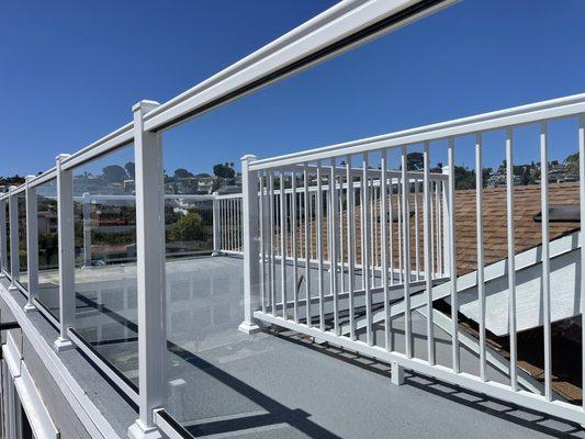 Decks & Railing, Aluminum Railing System, combination of full glass and baluster panels