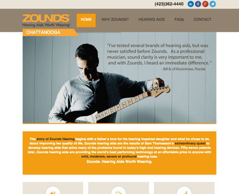 Web Design for Zounds Hearing of Chattanooga