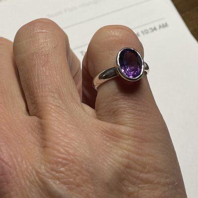 Amethyst-silver ring.