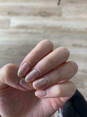 pink chrome nails for valentine's day