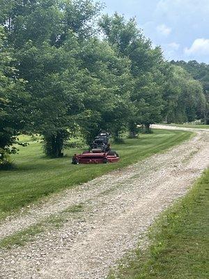 Lawn mower on a job