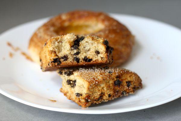 Inside of Currant Orange Zest Scone ($4) - it's OK: pretty dry, tastes slightly burnt. Quite buttery.