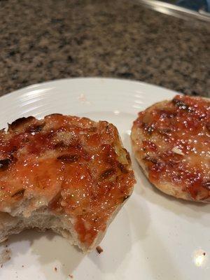 Sourdough English muffin with jelly