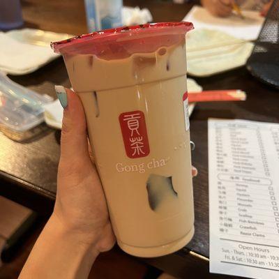 Coffee milk tea with herbal jelly