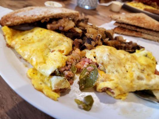 Western omelet. Perfectly cooked,  just a tad salty with the ham.