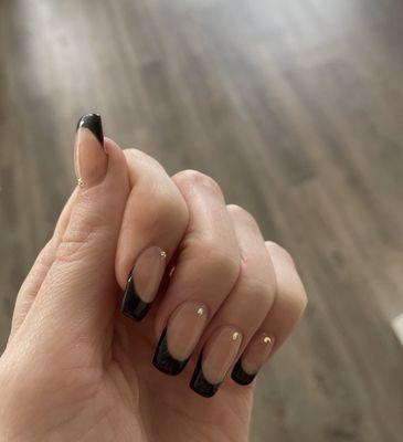 black French tips with diamonds