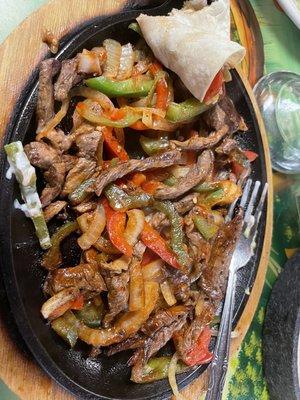 My fajitas, I ordered chicken.,,, hmmm my husbands order was wrong., this place has definitely gone down hill. Don't go!