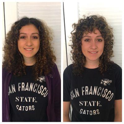 Curly shag with bangs by Ellie