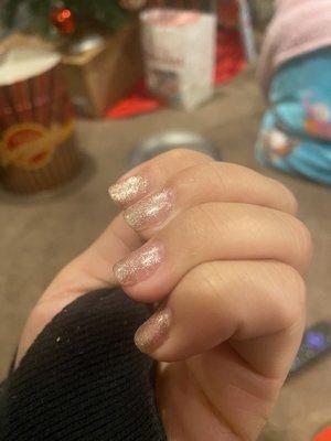 I know I got glitter but to miss that much nail.