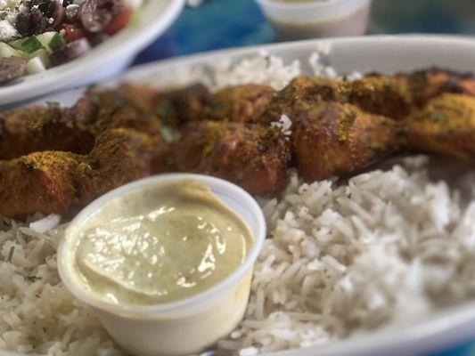 Cury Chicken Kebabs Plate