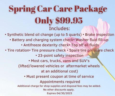 Spring Car Care Package
609-859-3609