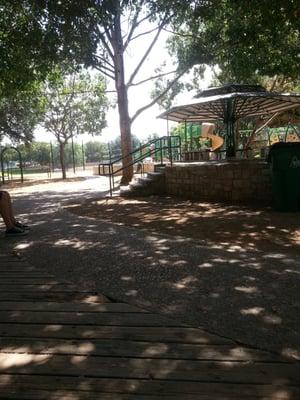 Cool picnic area with it's own umbrella!