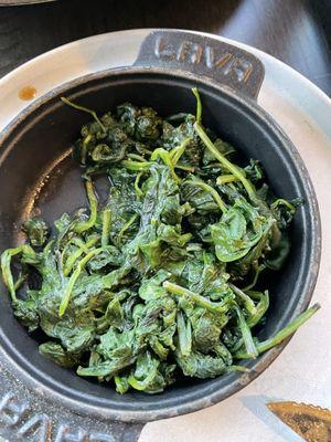 Sautéed spinach, way too salty