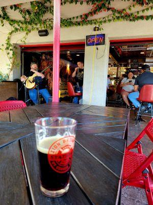 Cool patio with live music when we visited