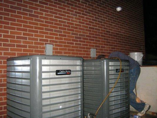 Twin together two 120,000 BTU furnaces and two 5 ton air-conditioner, meaning that both furnaces and air conditioners work as one. Pic 1-2