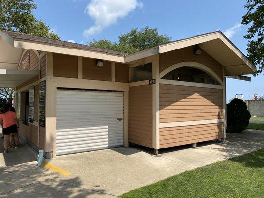 Restrooms conveniently located on the side of the establishment.