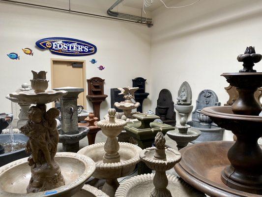 HUGE selection of fountains and birdbaths.