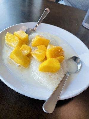 Mango sticky rice dessert