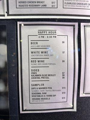 Happy Hour menu