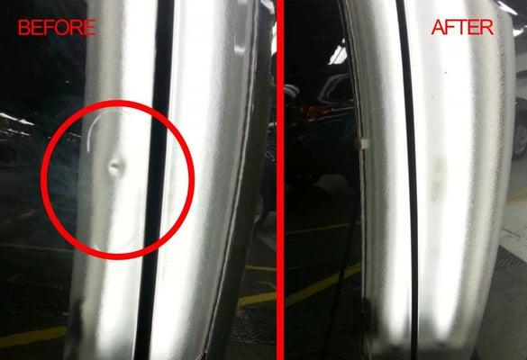 Dent before and after.