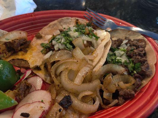 Al pastor and carne asada tacos