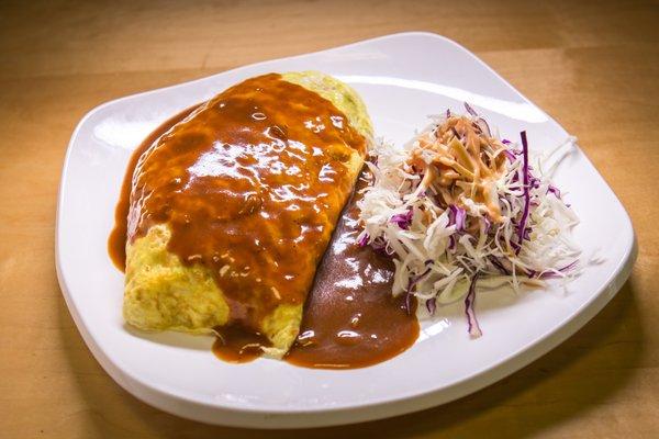 omurice-omelet rice with salad