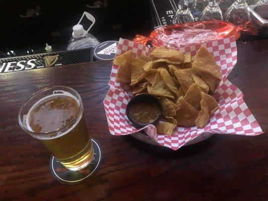 Alter Center Line Golden Ale With The Tortilla Chips And Salsa