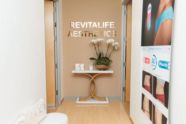 Revitalife Aesthetics sign.