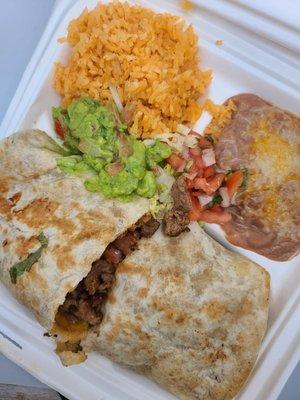 Carne asada burrito with French fries