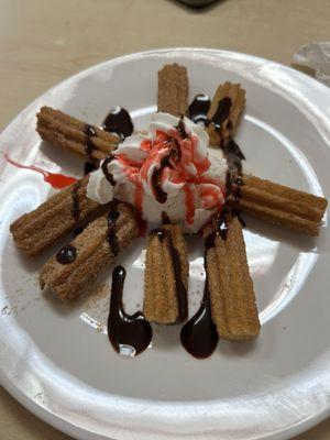 Homemade Churros with ice cream for dessert!