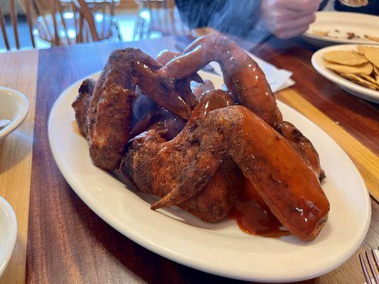 Hot Wings/buffalo. They are smoked then fried