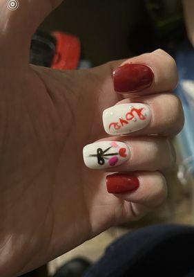 This is one of the manicures Ana did for Valentine's Day! She does a great job!