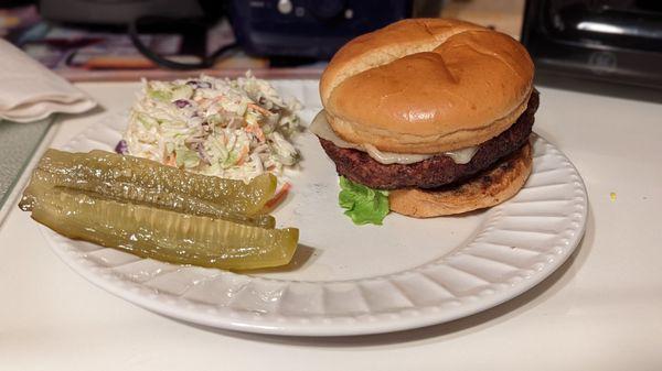 Classic burger with Cole Slaw