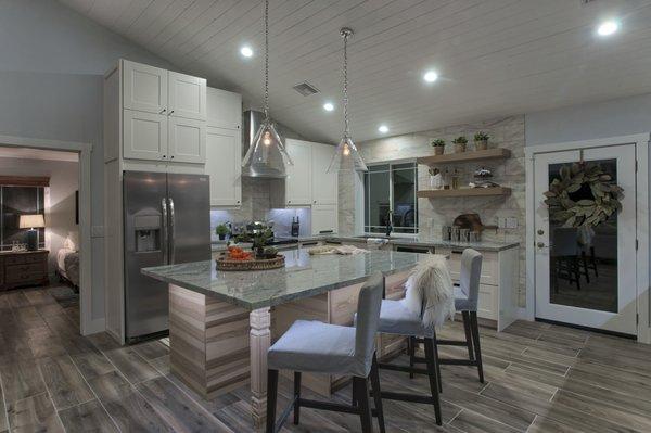 Kitchen remodel with pendant lighting working with Alair Homes