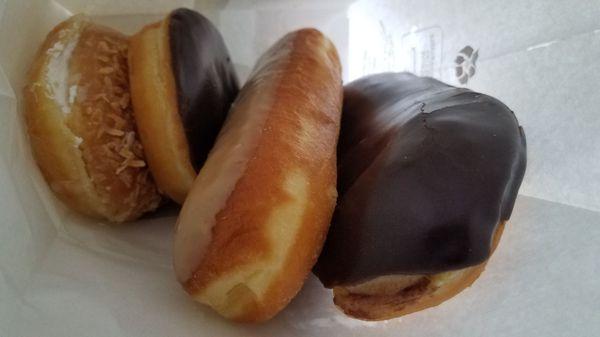 Roasted Coconut, Custard Filled Chocolate, Maple Bar and Chocolate Bar