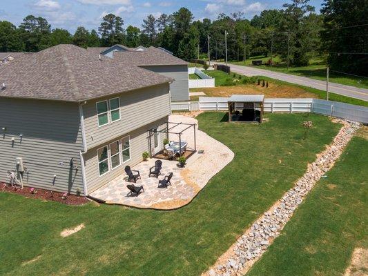 Real Estate photography - drone image of back yard