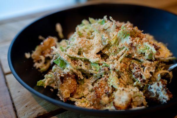 Shaved Brussels Sprouts Ceasar Salad