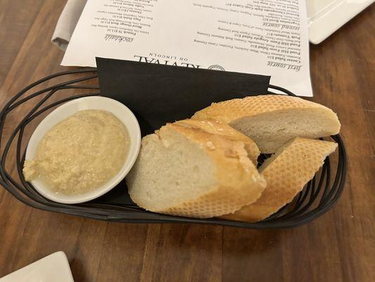 Complimentary bread and hummus