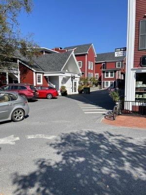 The parking lot of the hotel