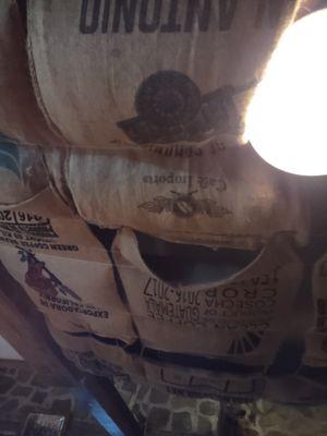 Flour/potato sacks on the ceiling