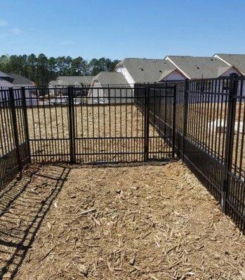 Black Aluminum Fence with "Puppy Picket" below