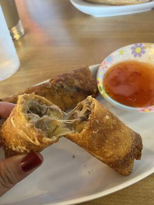 Cheese steak egg rolls