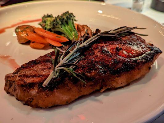 NY strip and good roasted veggies