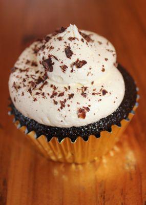 Old Fashioned moist Chocolate cupcake with smooth & creamy vanilla buttercream dolloped on top