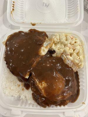 loco moco, mac salad